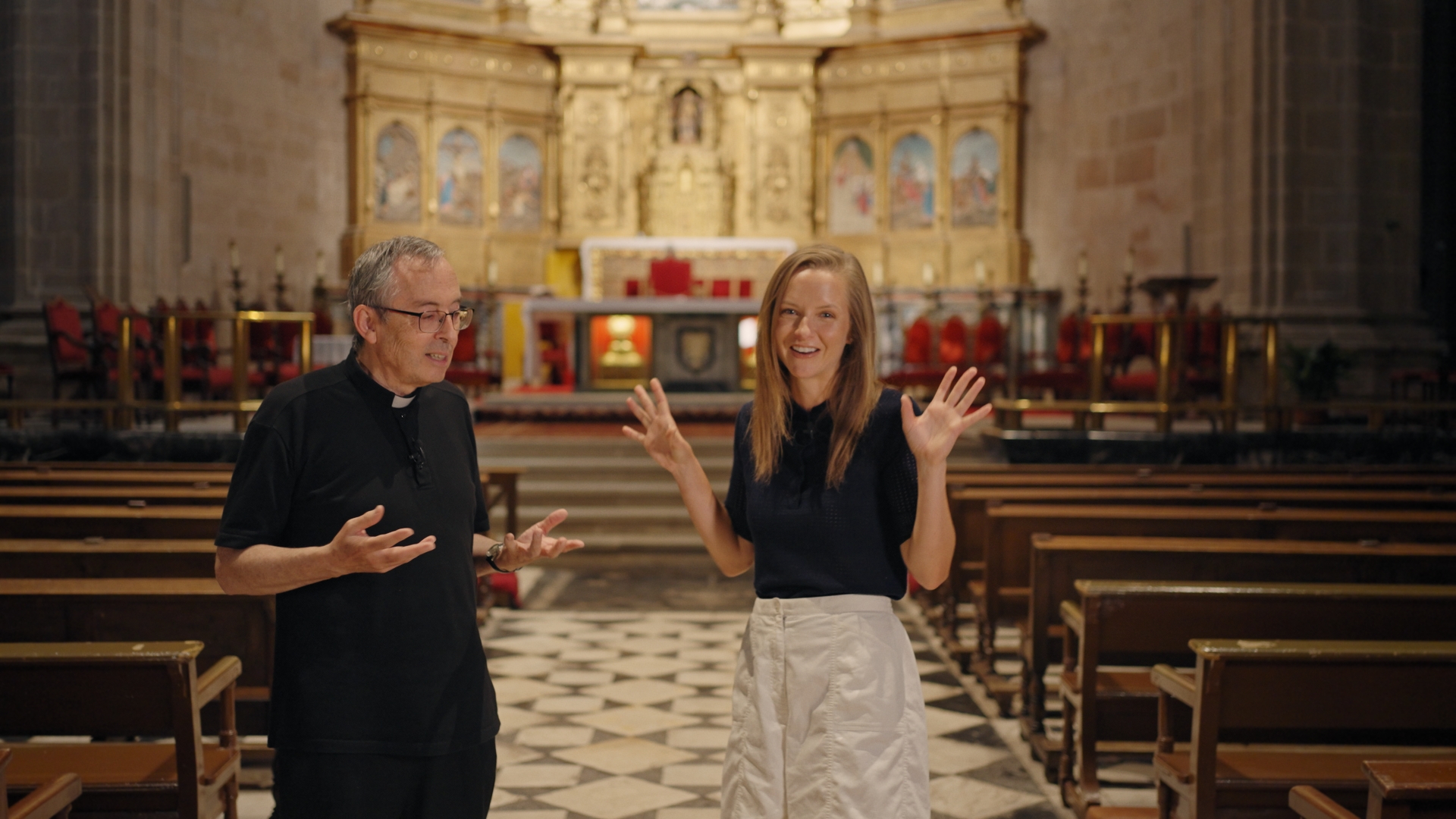 Marti in a church in Rioja